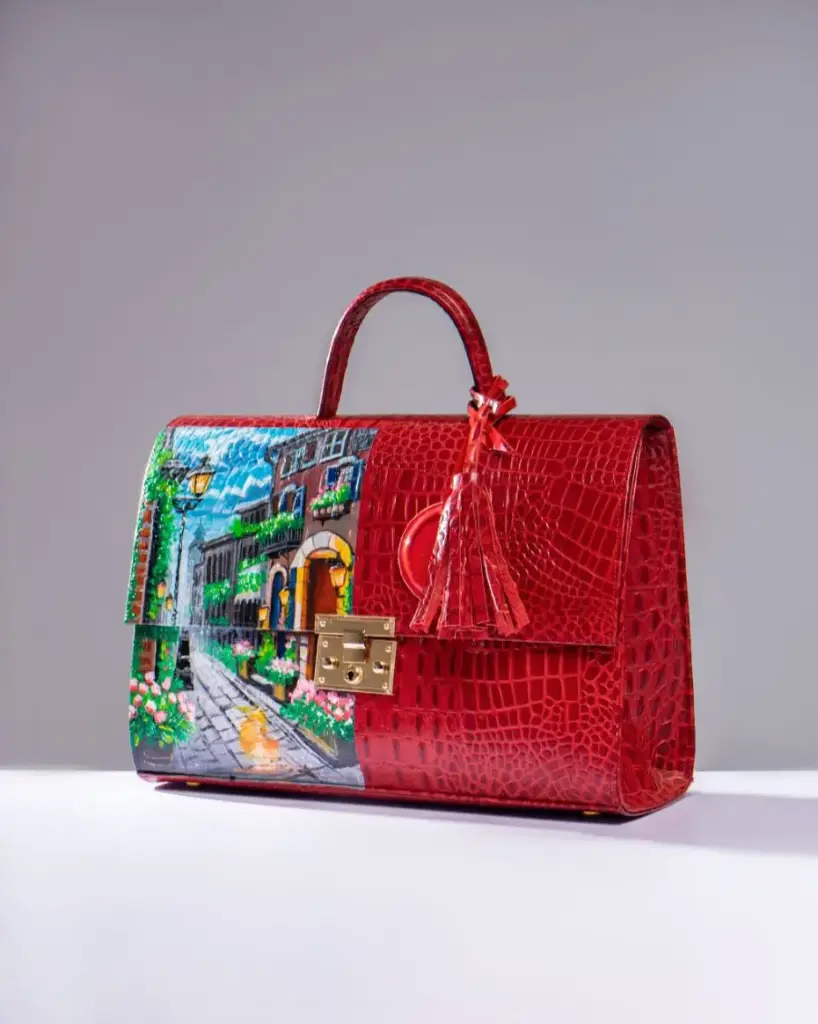 Red Hand Painted Fashion/Laptop Bag